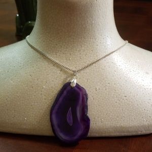 Onyx agate pendant/ purple